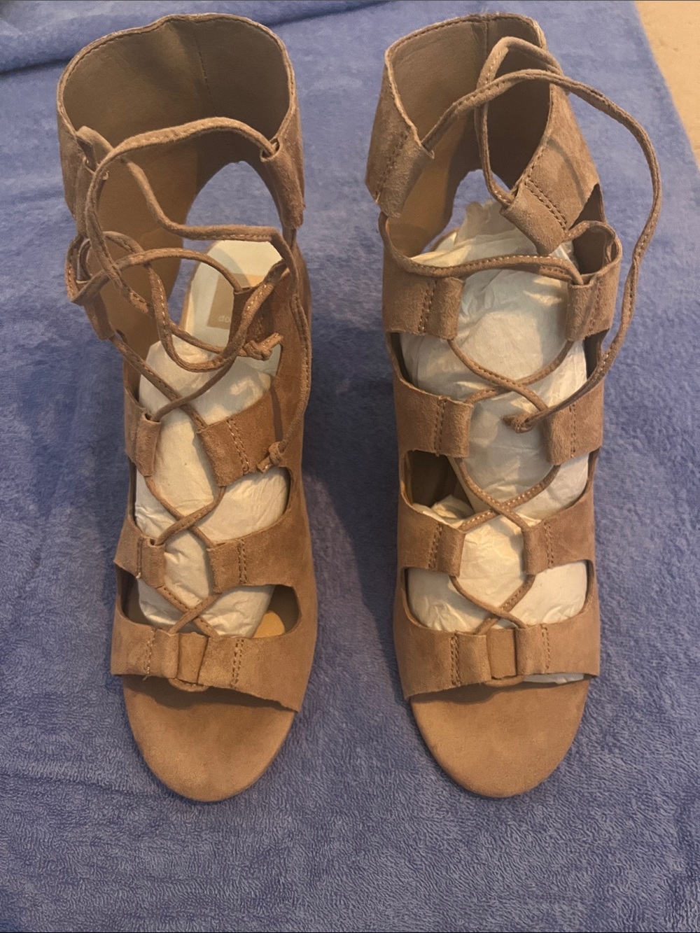 Women’s Lace-Up Tan Suede Gladiator Sandals